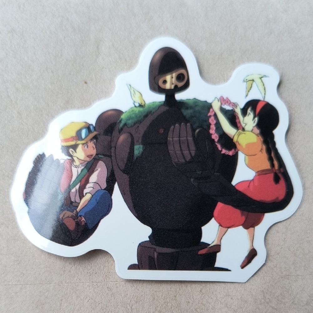 Studio Ghibli Laputa Robot Sticker - Black with Colorful Characters